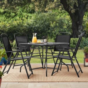 5-Piece Steel Outdoor Patio Dining Set, Black